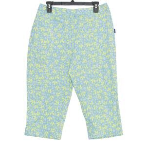 NWT Liz Claiborne Lizsport Pants Cottage Coastal Grandma Floral Blue 12 Petite
